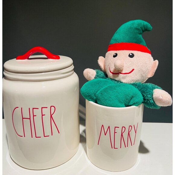 Rae Dunn Christmas Canisters –“CHEER” & “MERRY” Red Holiday Kitchen Decor Bundle - Picture 6 of 9